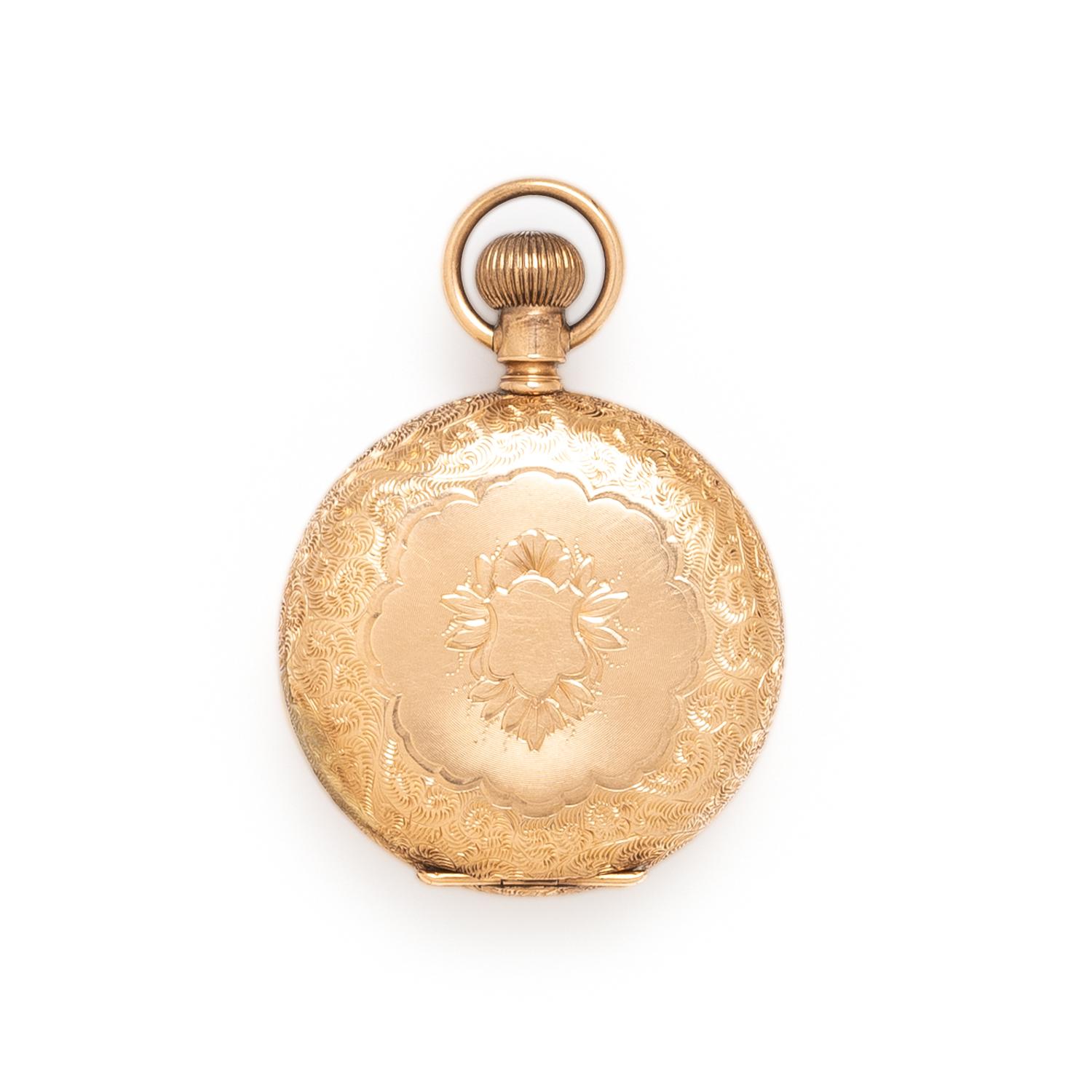 AMERICAN WALTHAM WATCH CO., YELLOW GOLD POCKET WATCH AND CHAIN