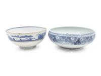 Two Chinese Blue and White Porcelain Bowls