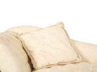 An Empire Style Button Tufted Ivory Cotton Damask Chaise Longue — 20th Century