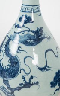 A Pair of Chinese Blue and White Porcelain Dragon Vases