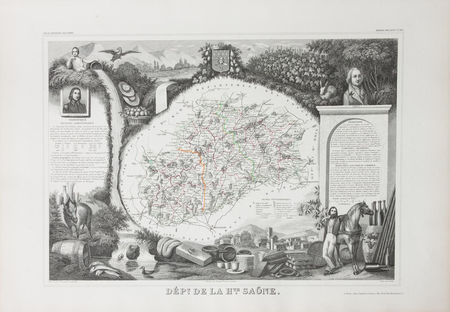 A Collection of Twelve French Engravings, 19TH CENTURY, comprising maps of wine-producing regions from Atlas National Illustre, unframe