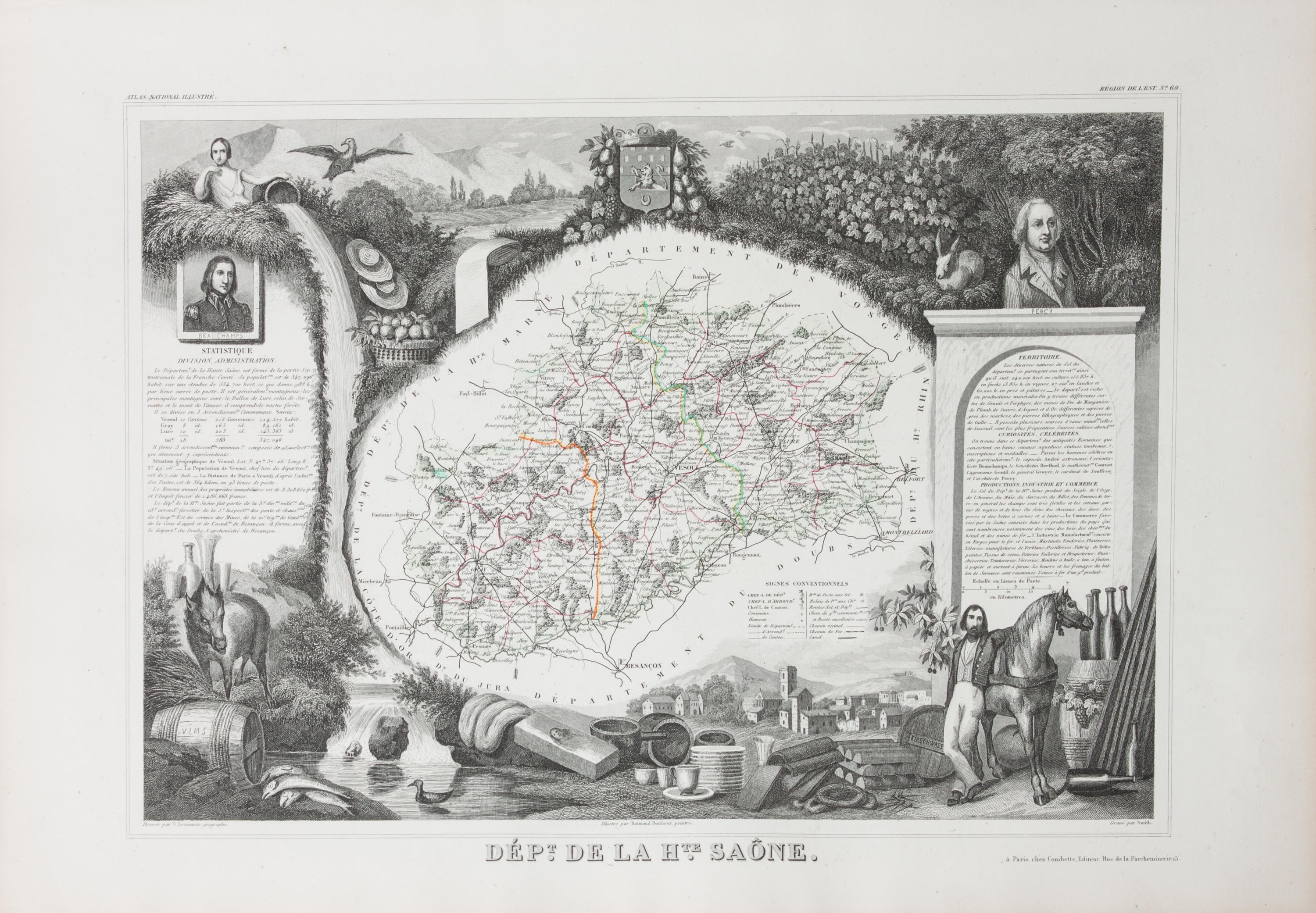 A Collection of Twelve French Engravings, 19TH CENTURY, comprising maps of wine-producing regions from Atlas National Illustre, unframe