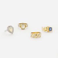 A Group of Ladies 14K Gold and Gemstone Rings
