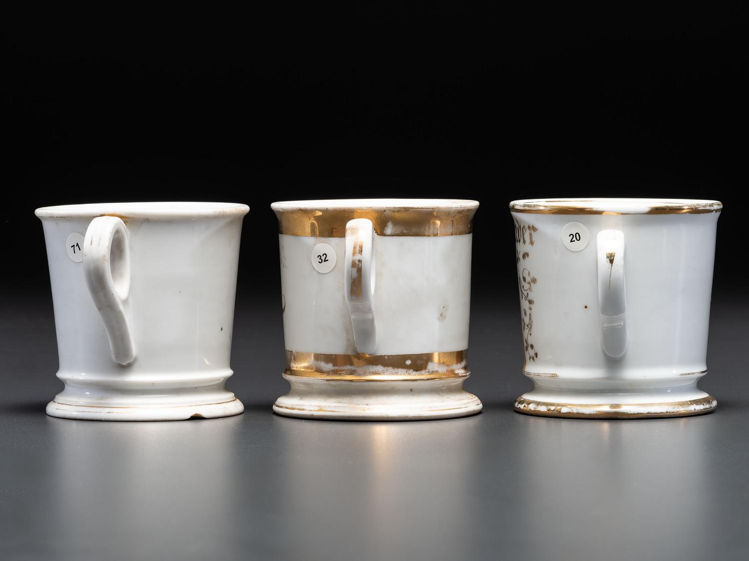 Three Tradesman's Porcelain Occupational Shaving Mugs