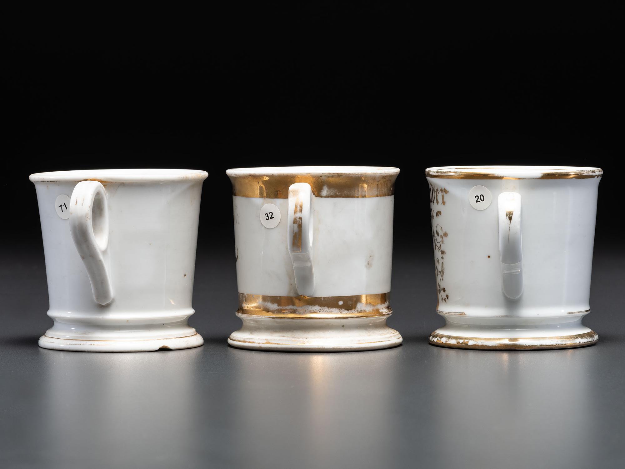 Three Tradesman's Porcelain Occupational Shaving Mugs