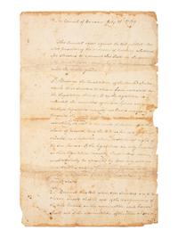 CLINTON, George (1739-1812). Council of Revision document twice-signed ("Geo. Clinton"), as Governor of New York, 15 July 1789.
