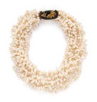 YELLOW GOLD AND KESHI PEARL TORSADE NECKLACE