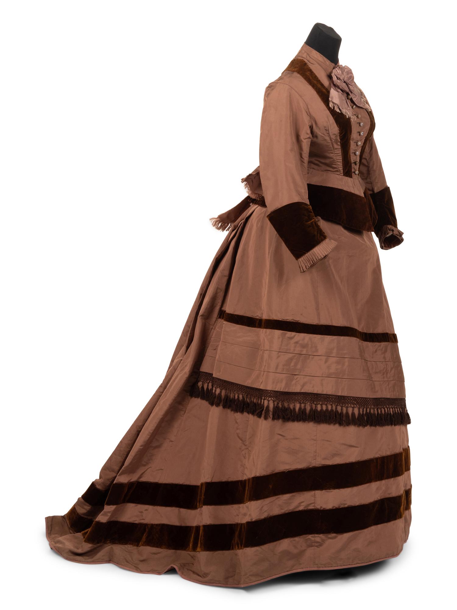 Silk Faille and Velvet Two-Piece Dress, 1878