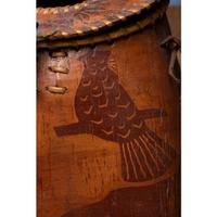 Northeastern Birchbark Creel, with Foxes and Birds