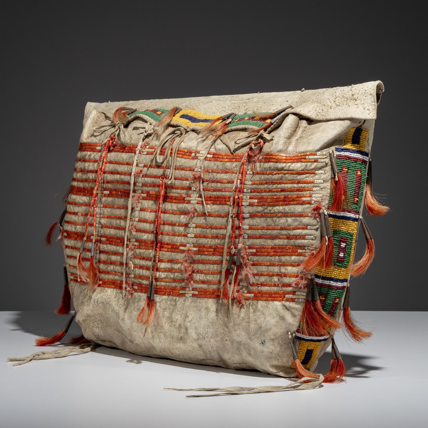 Sioux Quilled and Beaded Hide Possible Bag