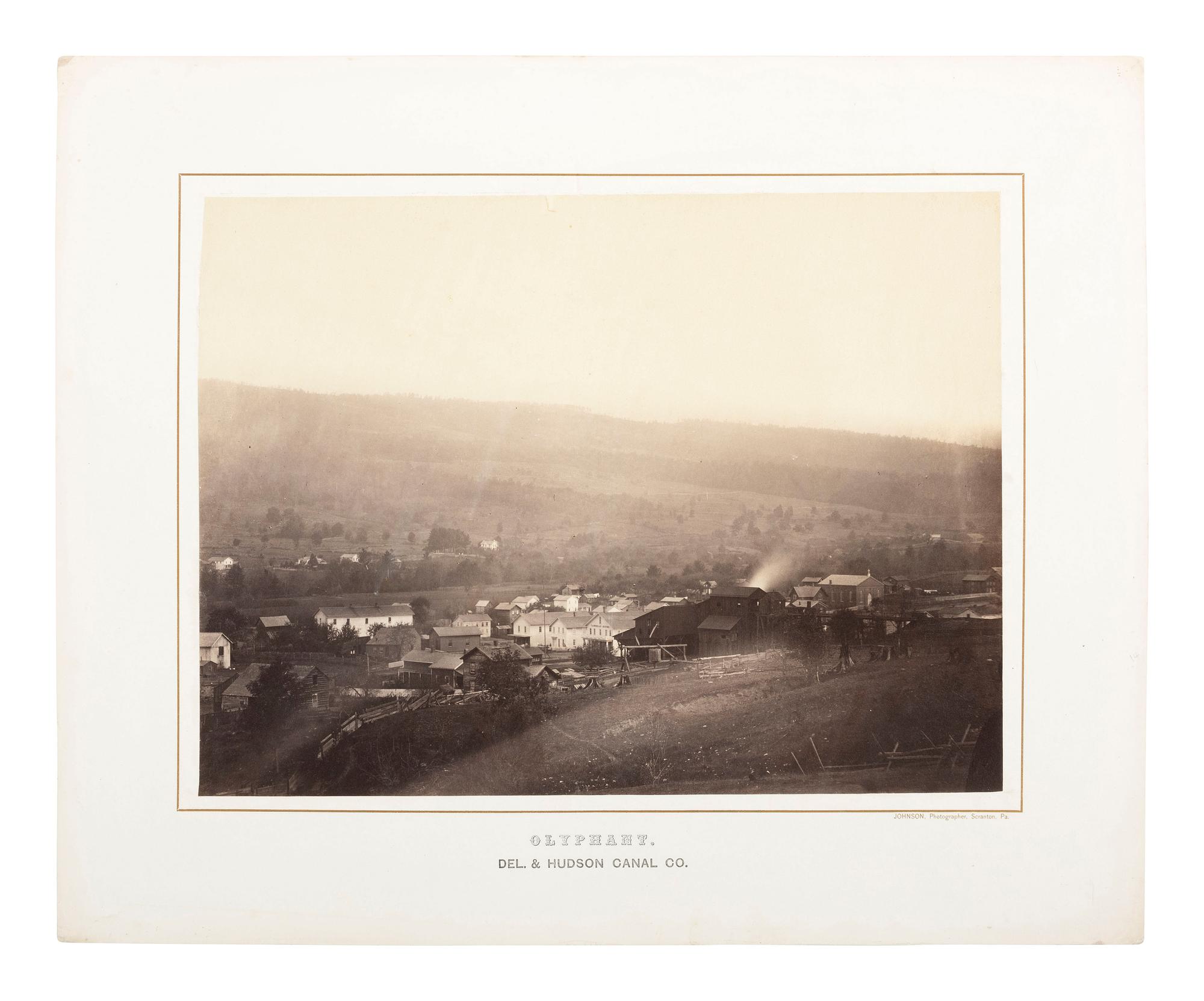 Pennsylvania JOHNSON, Thomas H. (b. 1821), photographer. Olyphant. Del. & Hudson Canal Co. Scranton, PA: [ca 1863-1865].