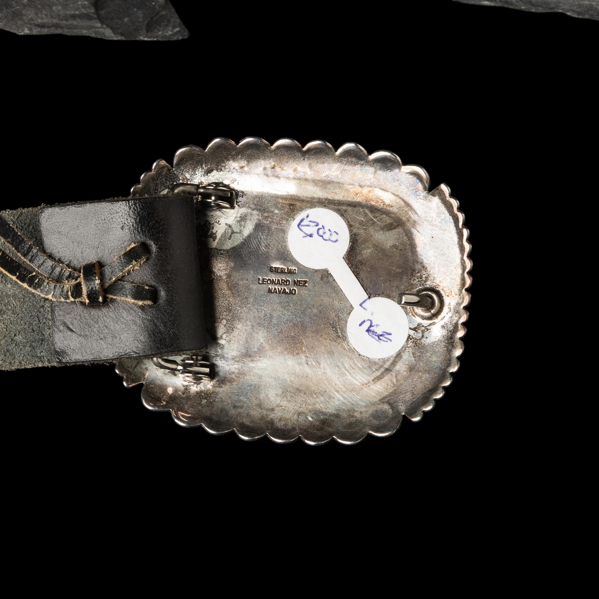 Leonard Nez (Diné, act. since 1980s) — Sterling Silver and Coral Concha Belt