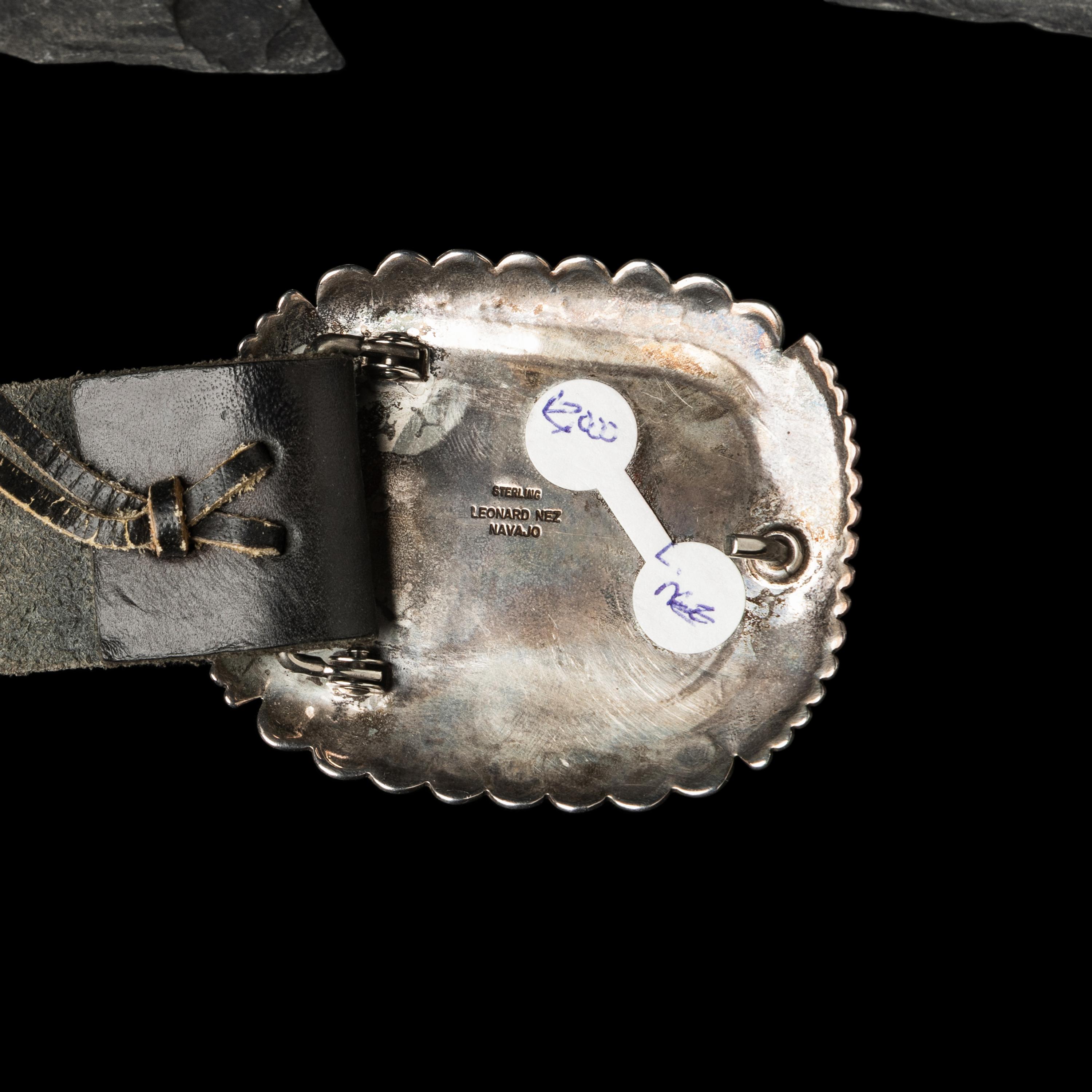 Leonard Nez (Diné, act. since 1980s) — Sterling Silver and Coral Concha Belt