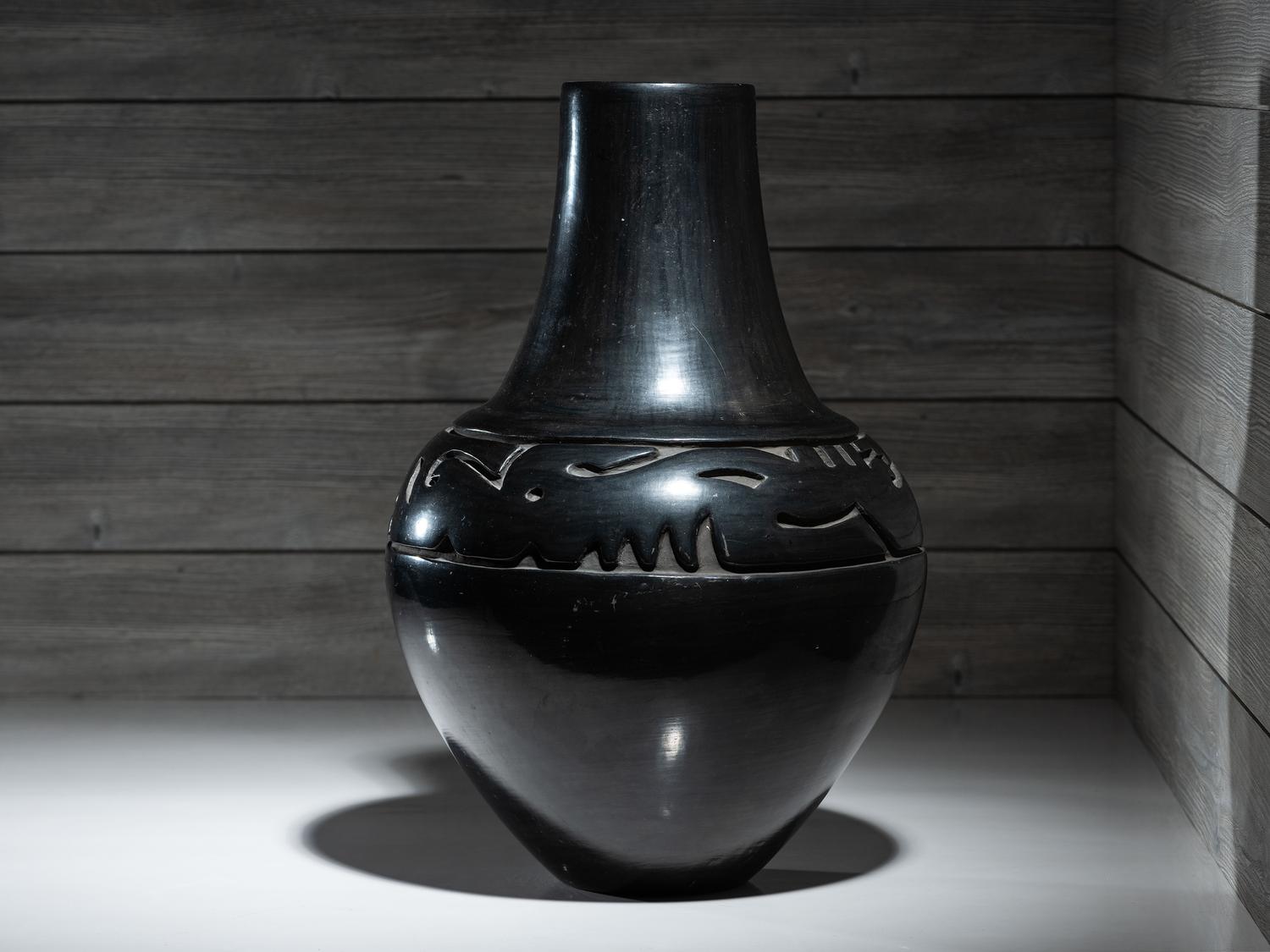 Blackware Pottery Jar, with Avanyu