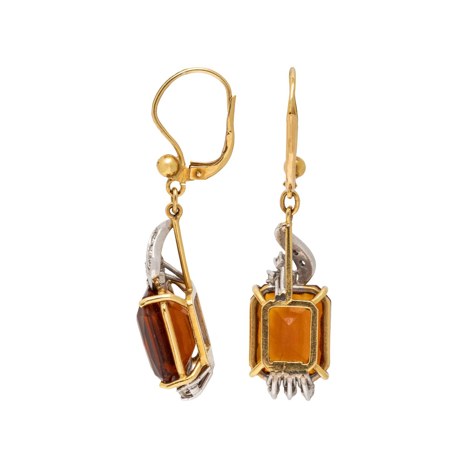 CITRINE AND DIAMOND RING AND EARRINGS