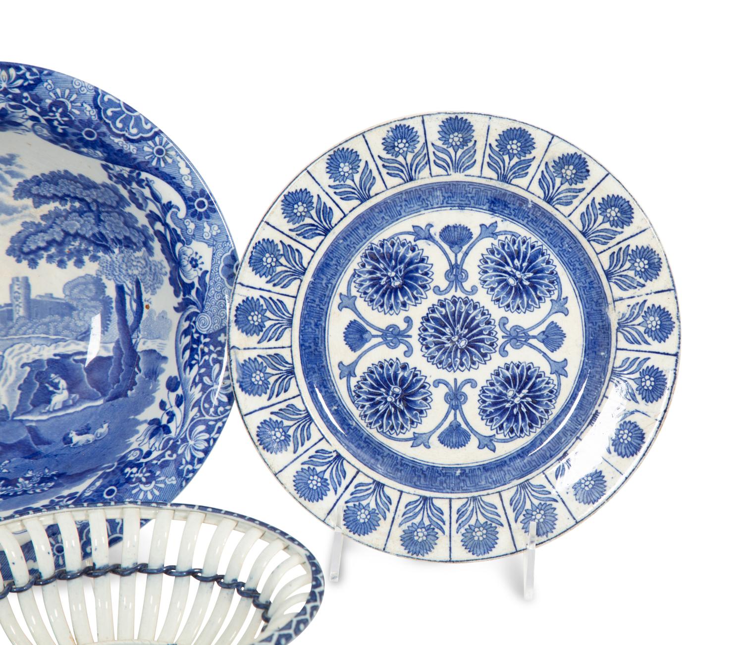 A Group of English Blue and White Porcelain Articles