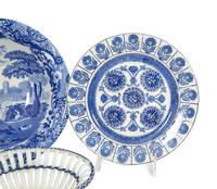 A Group of English Blue and White Porcelain Articles