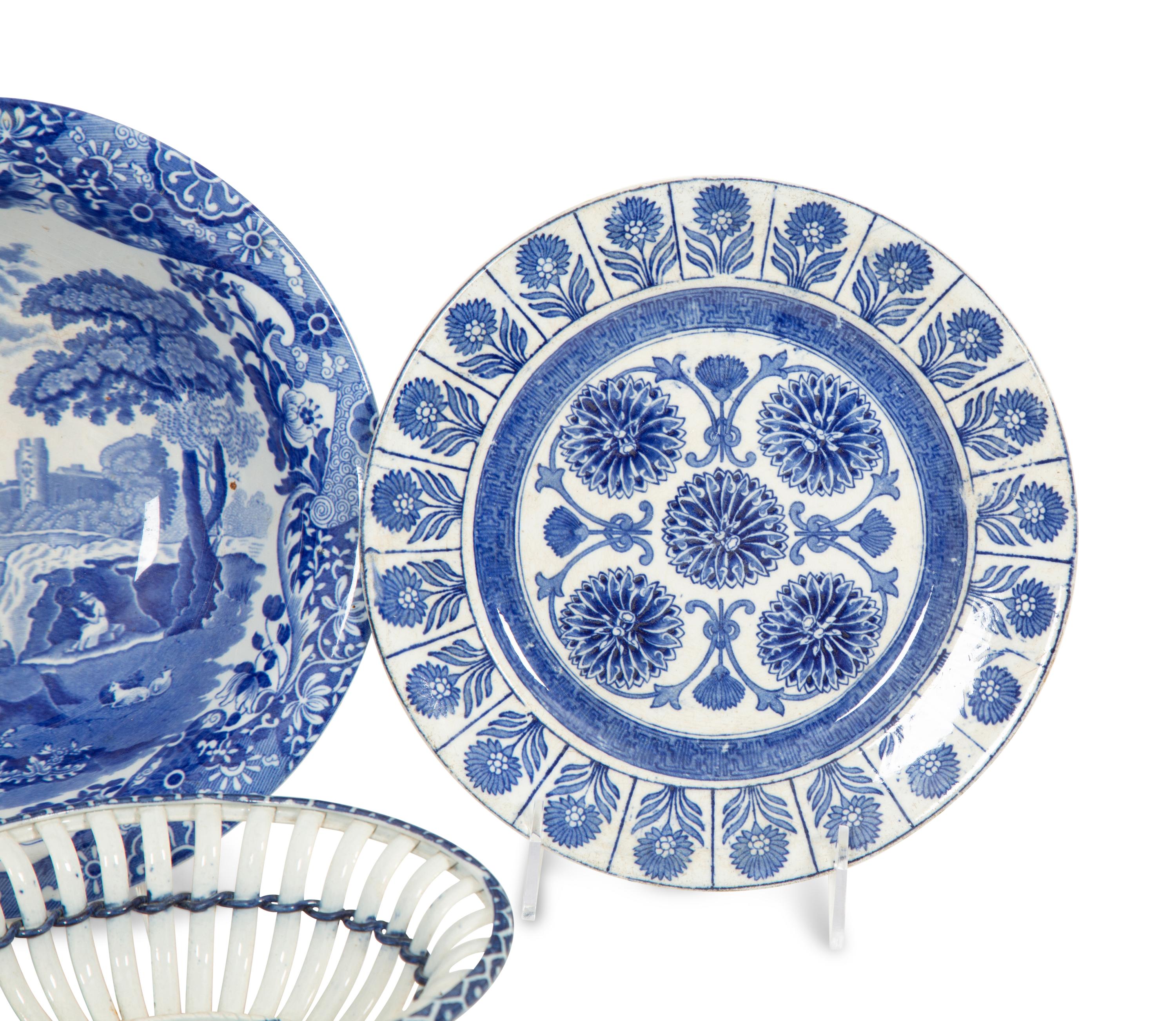 A Group of English Blue and White Porcelain Articles