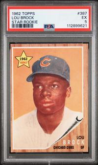 A 1962 Topps Lou Brock Rookie Baseball Card No. 387 (PSA 5 EX)