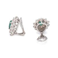 EMERALD AND DIAMOND EARCLIPS