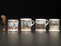 Four Railroad Worker's Porcelain Occupational Shaving Mugs