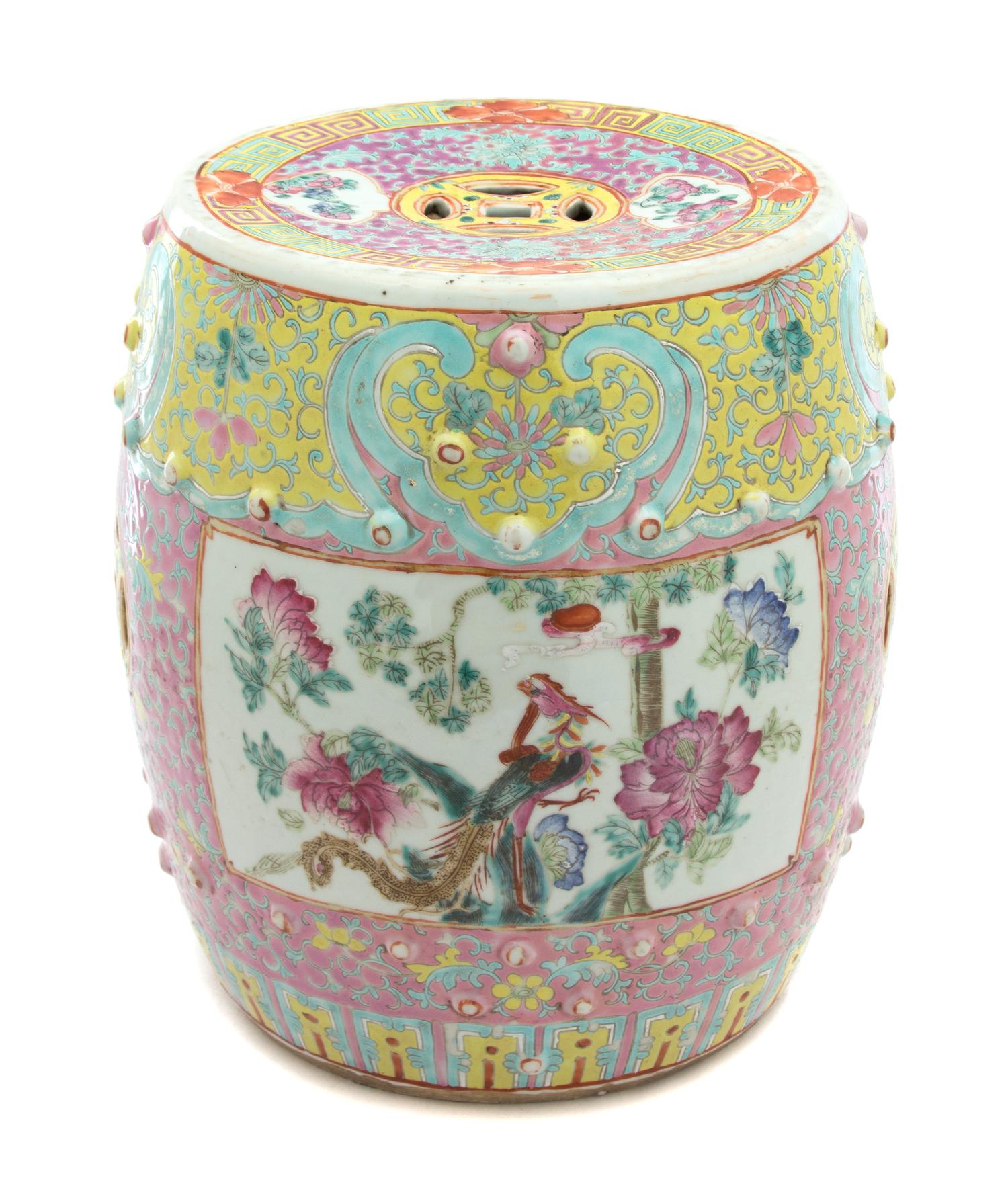 A Chinese Ceramic Garden Seat Height 12 x diameter 10 inches. — 20TH CENTURY