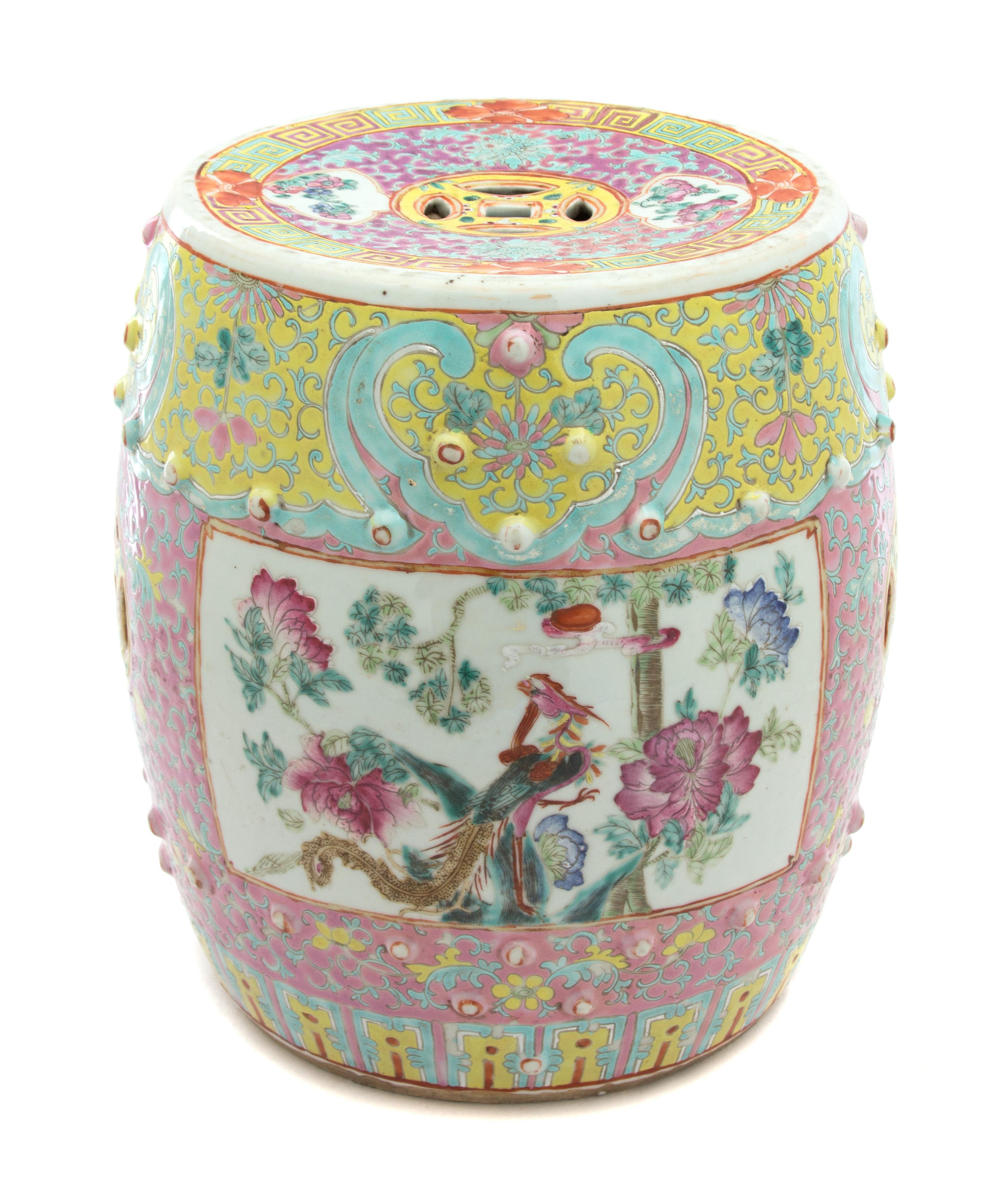 A Chinese Ceramic Garden Seat Height 12 x diameter 10 inches. — 20TH CENTURY