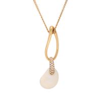 White Chalcedony, Diamond, and Yellow Gold Necklace