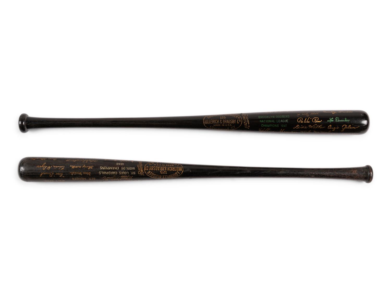 A Group of 1940s Louisville Slugger National League Champion Commemorative Presentation Bats