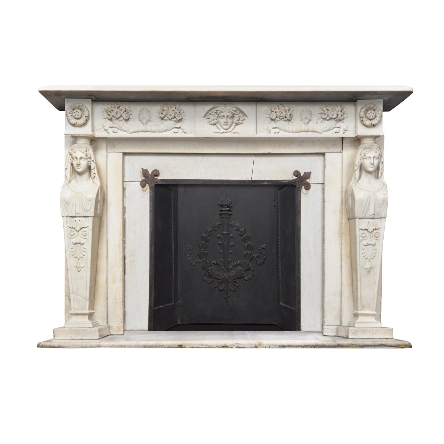 The Joseph Bonaparte Neoclassical Carved Marble Mantel from Point Breeze