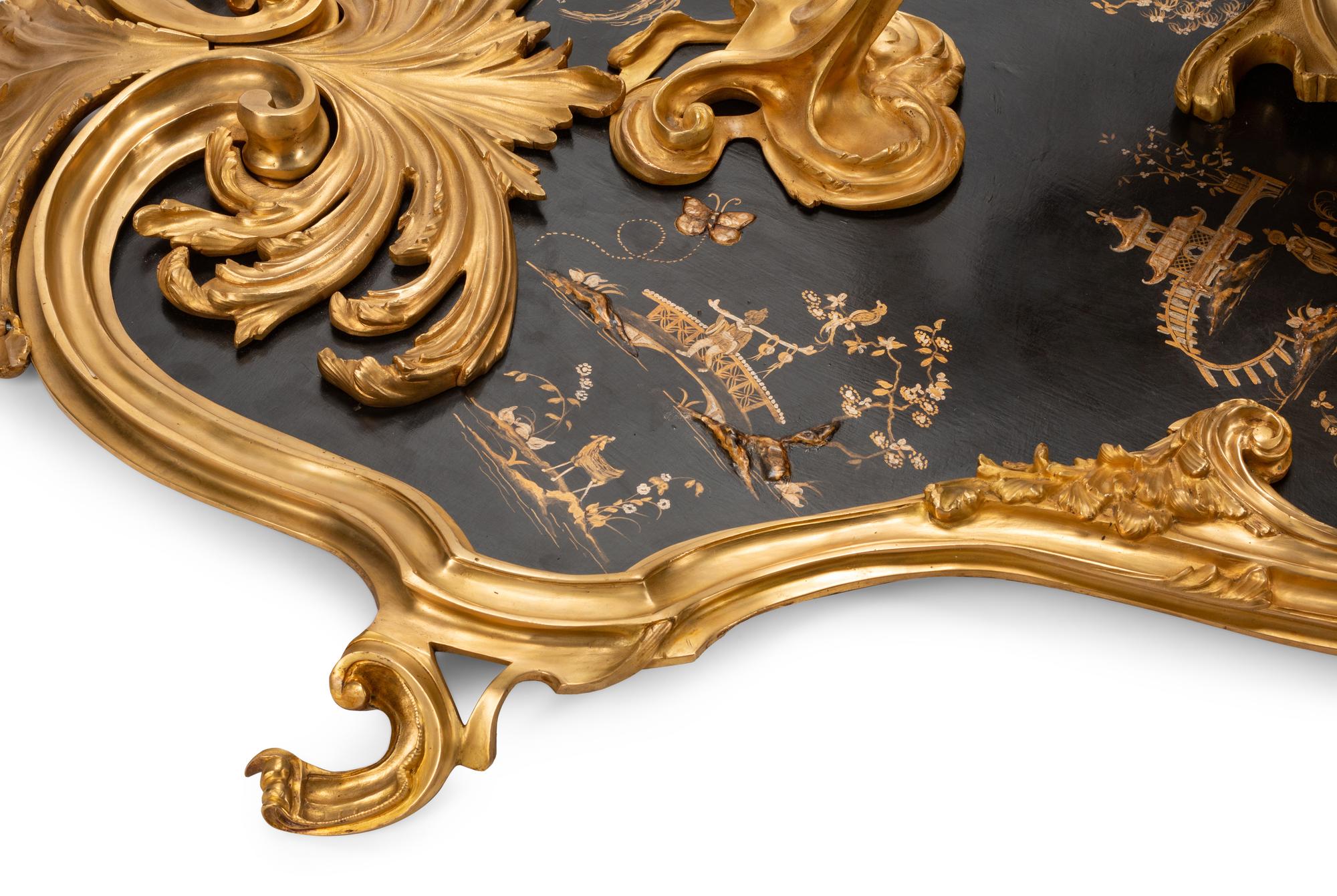 A Louis XV Style Gilt Bronze and Chinoiserie Painted Table Centerpiece