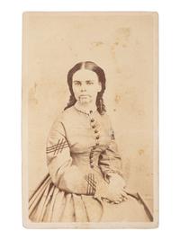 [EARLY PHOTOGRAPHY]. CDV portrait of Olive Oatman, taken and held captive by Native Americans for 5 years. Rochester, NY: Powelson.