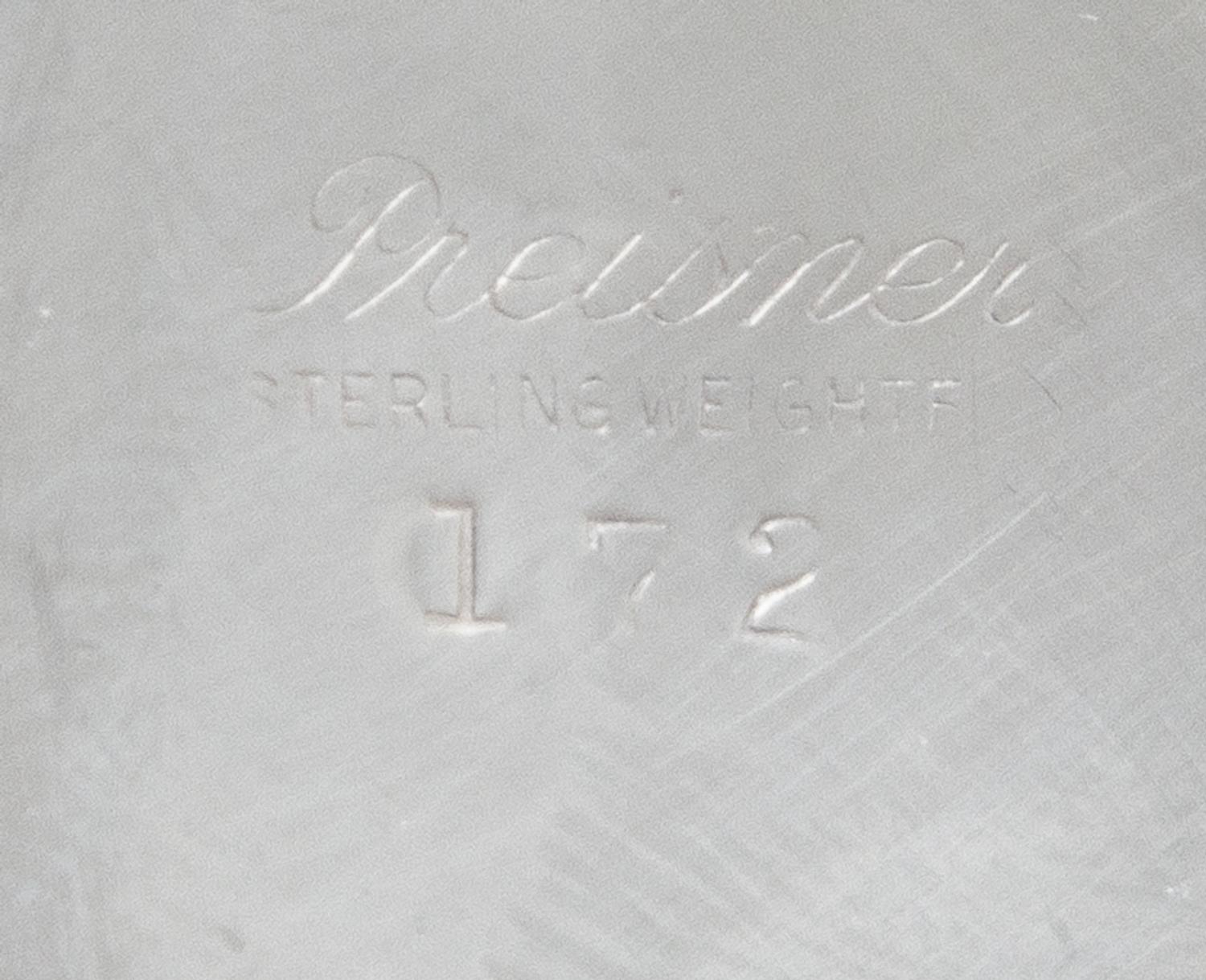 An American Silver Creamer and Sugar, Preisner Silver Co., Wallingford, CT, 20th Century, each of handled form, weighted.