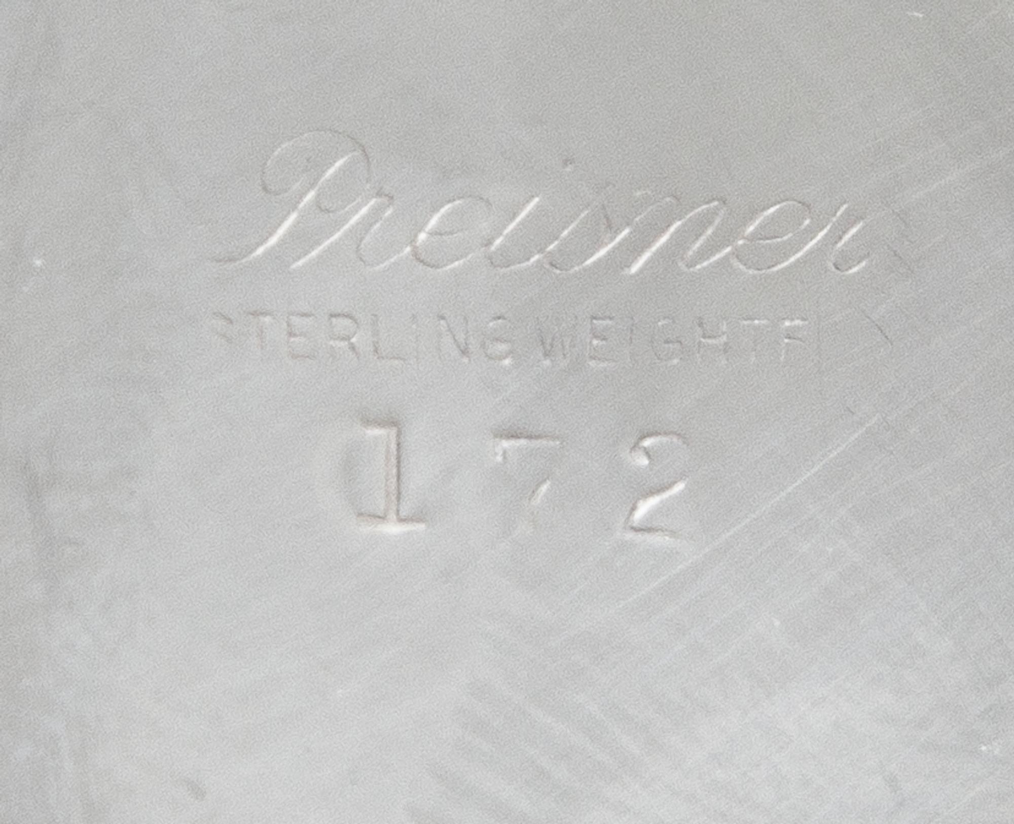 An American Silver Creamer and Sugar, Preisner Silver Co., Wallingford, CT, 20th Century, each of handled form, weighted.