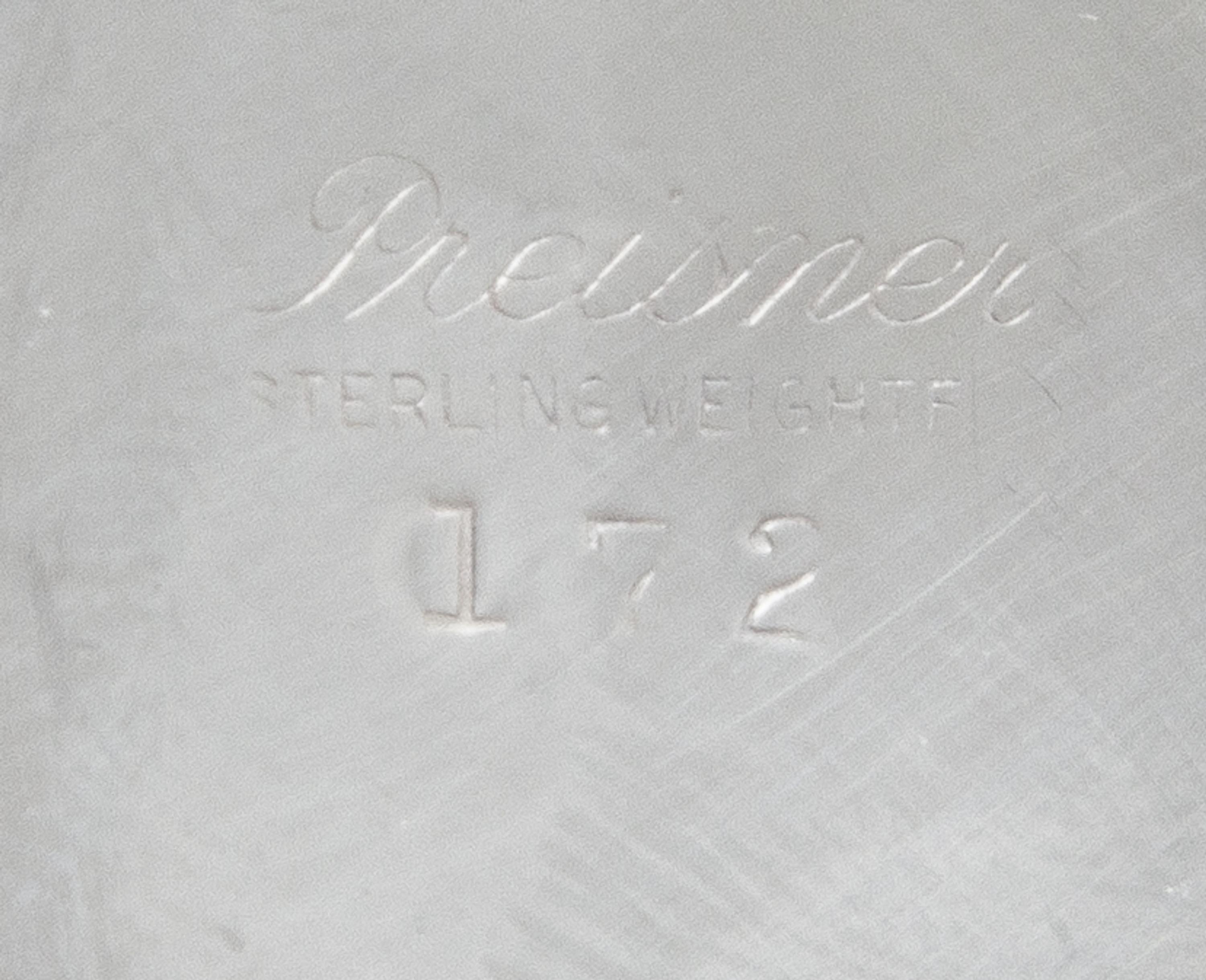 An American Silver Creamer and Sugar, Preisner Silver Co., Wallingford, CT, 20th Century, each of handled form, weighted.