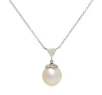 CULTURED PEARL AND DIAMOND NECKLACE