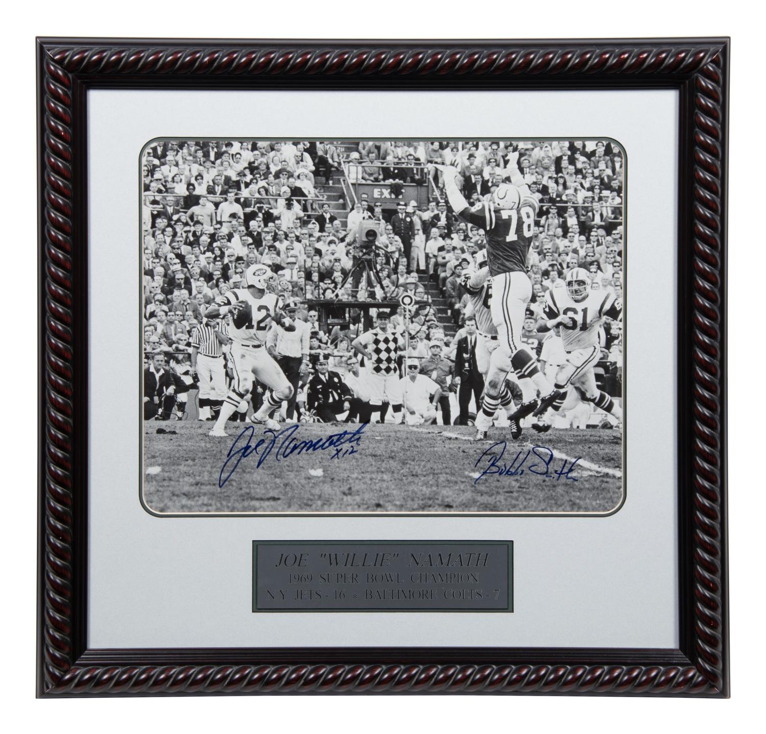 A Joe Namath Bubba Smith Signed Super Bowl III 1969 Photograph,