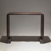 A Chinese Zitan and Hardwood Scroll-Form Altar Table — 紫檀及硬木夔龍紋下卷式小條案