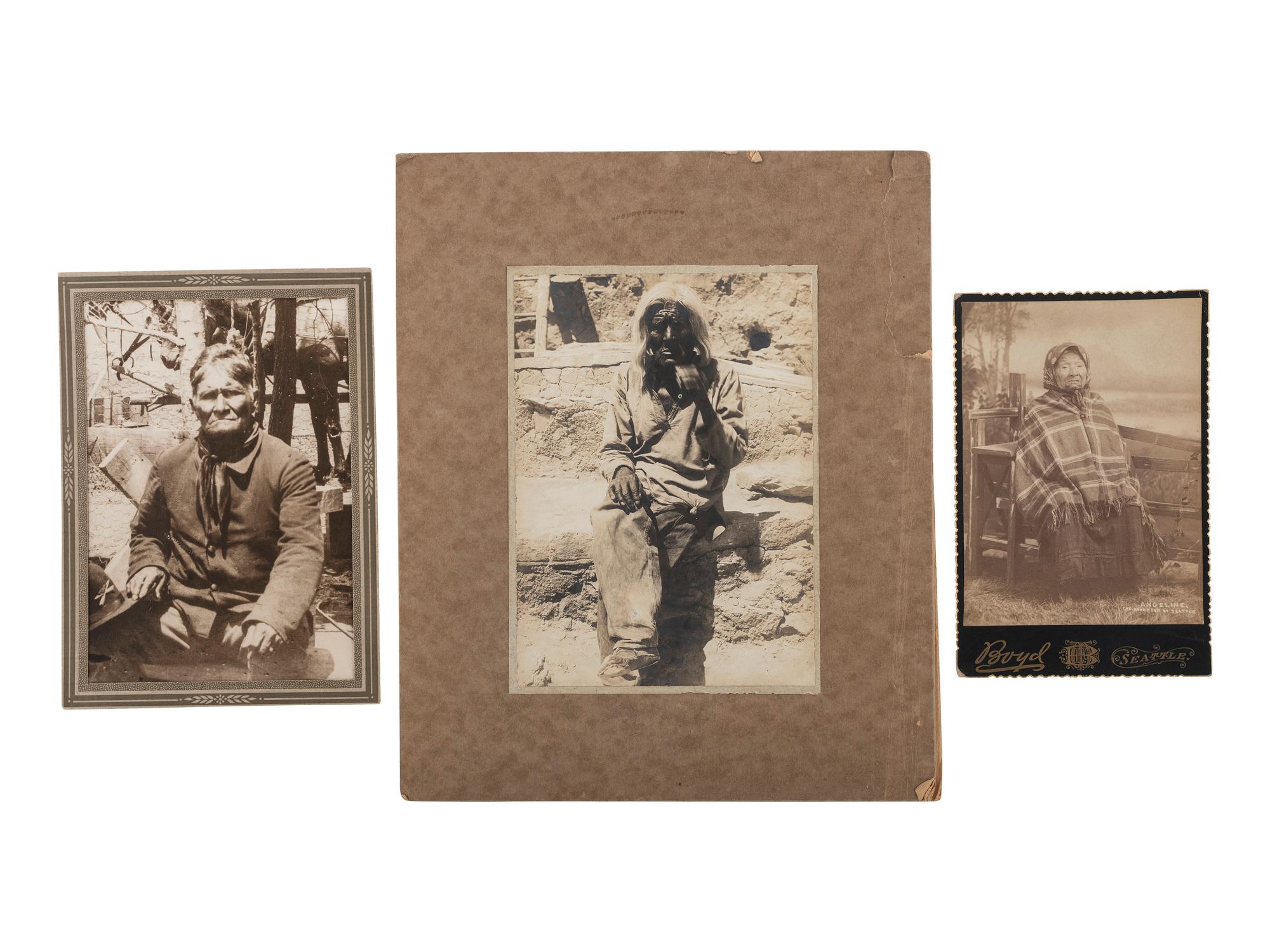 [NATIVE AMERICANS - PHOTOGRAPHY]. A group of photographs, stereoviews, and real photo postcards of Native American subjects, including a cyanotype.