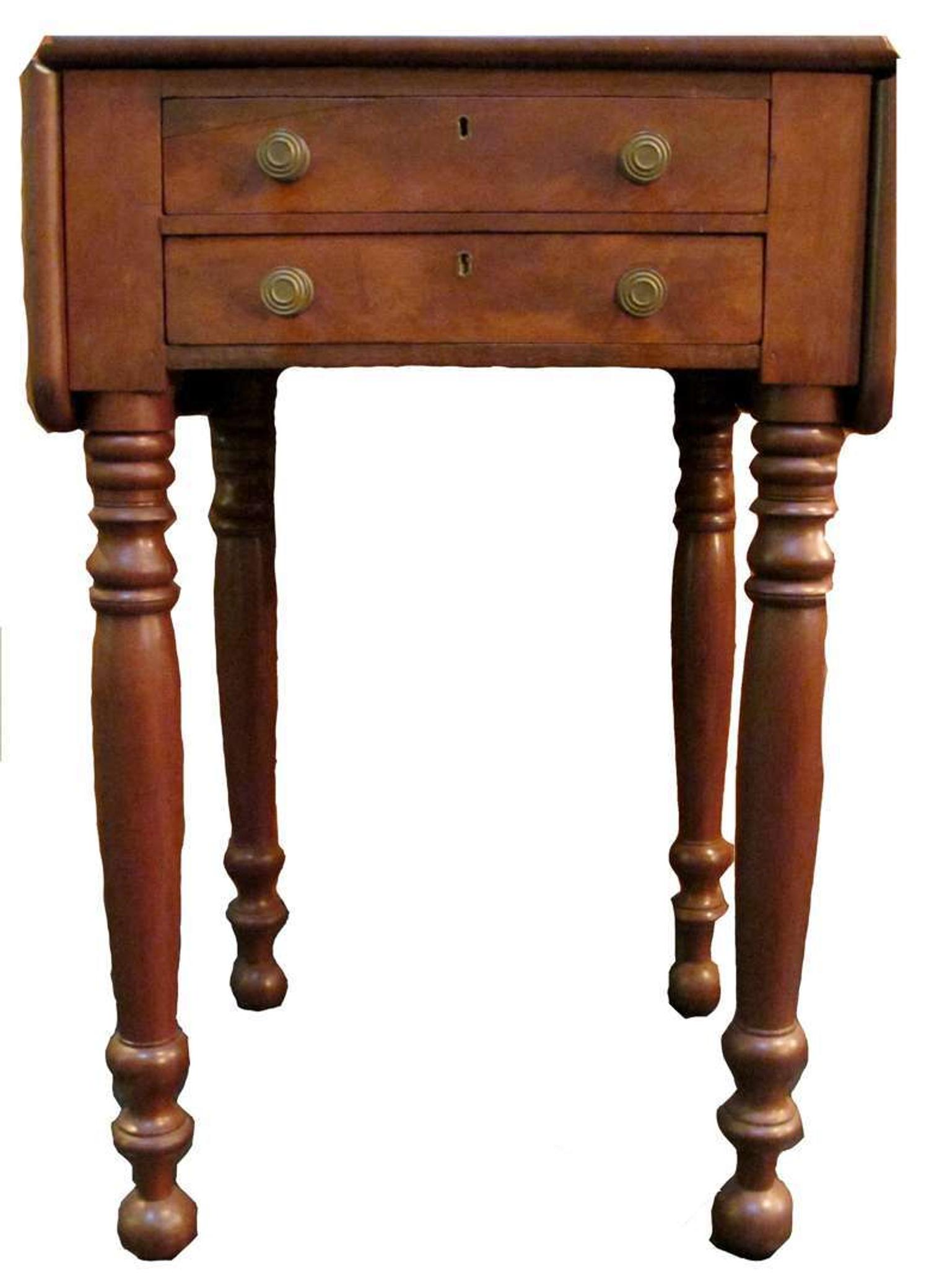Federal mahogany two-drawer drop-leaf table circa 1810