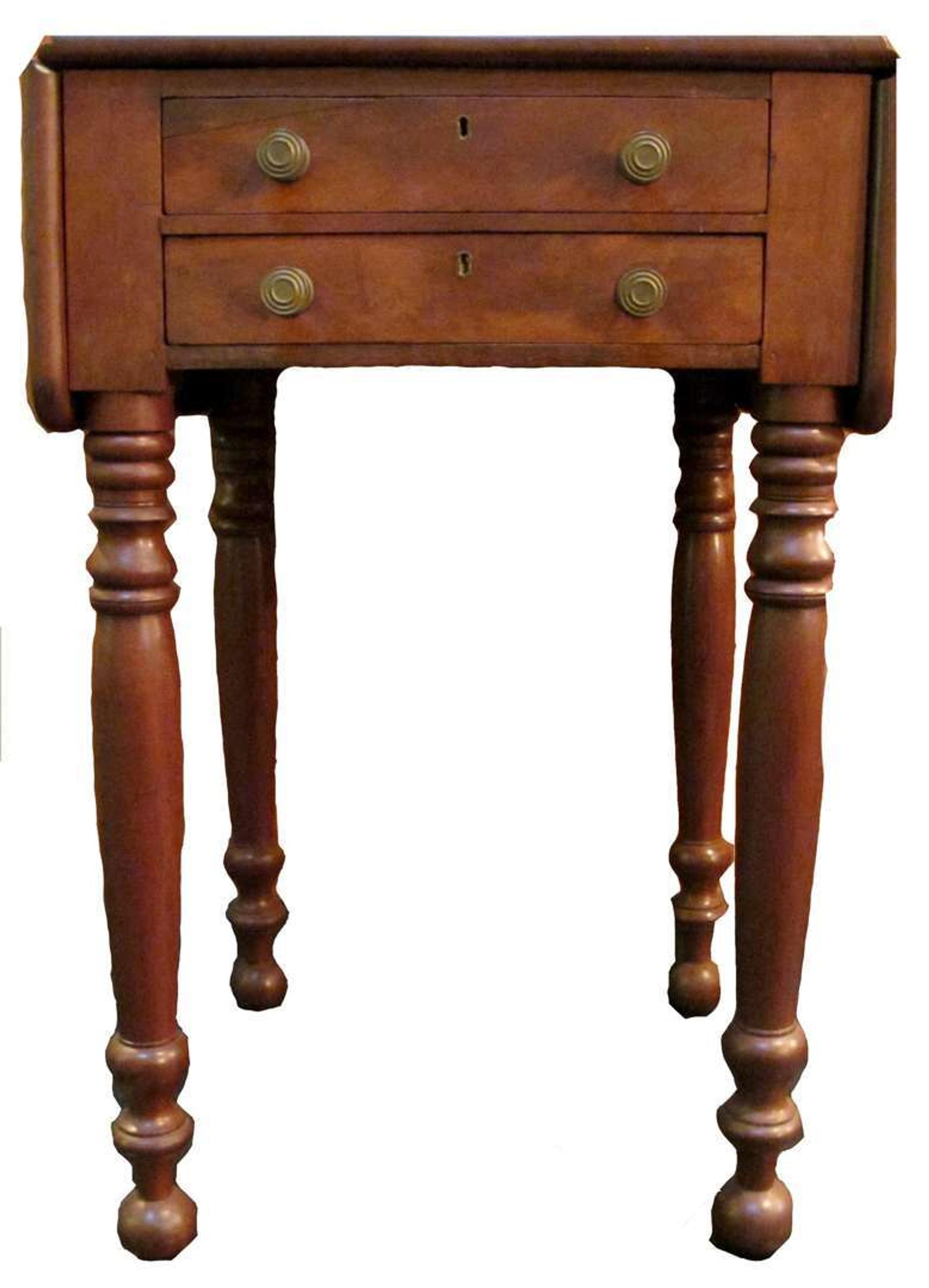 Federal mahogany two-drawer drop-leaf table circa 1810