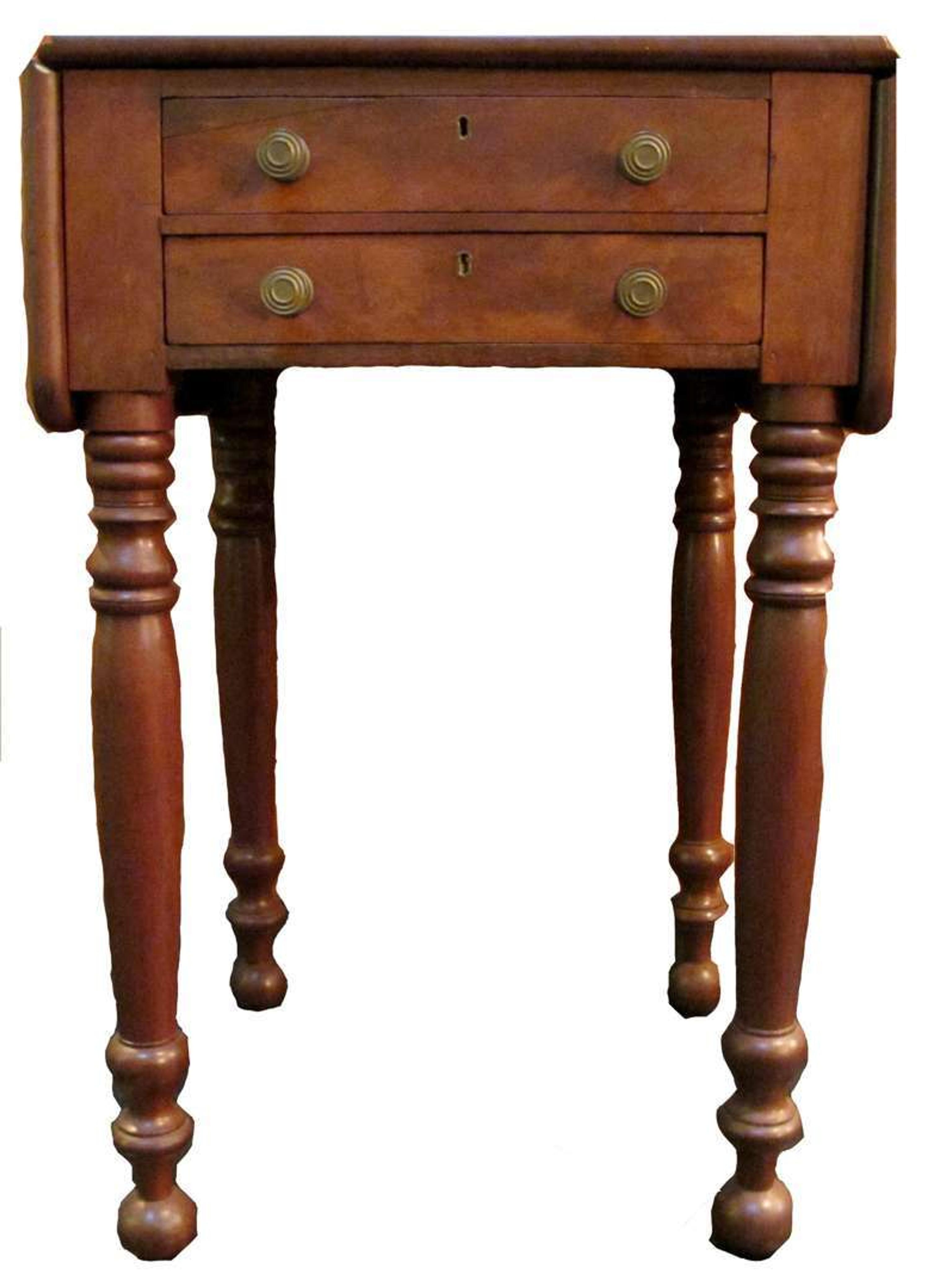 Federal mahogany two-drawer drop-leaf table circa 1810