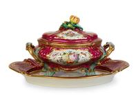 A Camille Le Tallec Hand Painted Porcelain Tureen and Platter — 19th Century