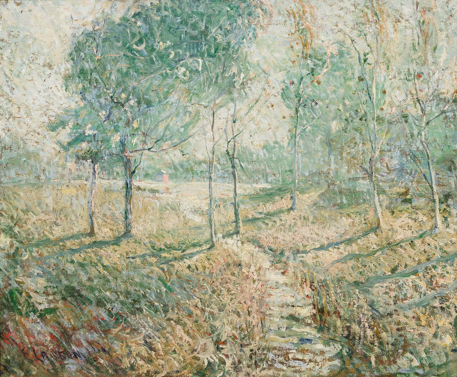 Ernest Lawson, (American, 1873-1939), Spring Landscape and Harbor Scene (a double sided work)