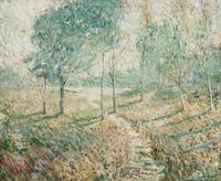 Ernest Lawson, (American, 1873-1939), Spring Landscape and Harbor Scene (a double sided work)