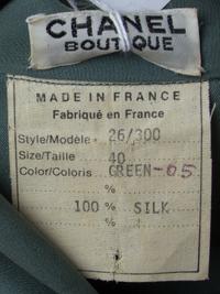 A Chanel Green Silk Blouse, Size 40.