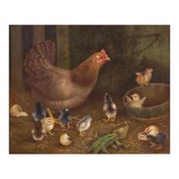 Ben Austrian (1870-1921) Hen with Chicks
