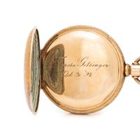 ANTIQUE, HAMPDEN, 14K YELLOW GOLD HUNTING CASE POCKET WATCH