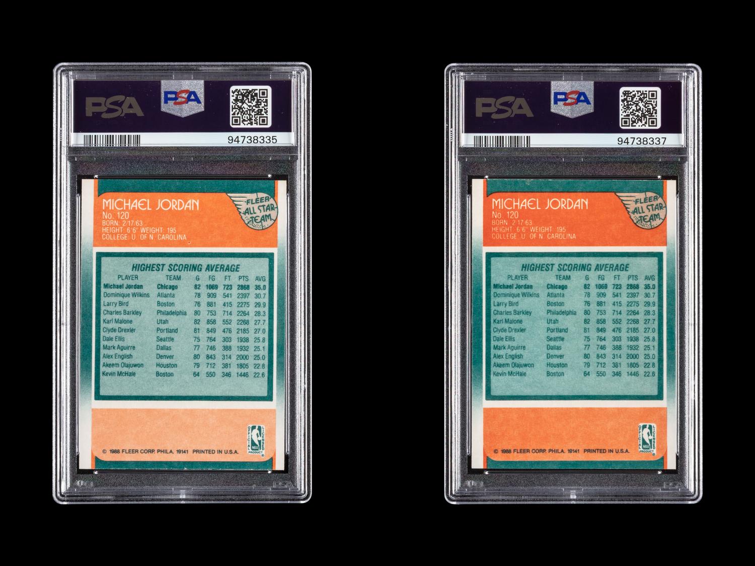A Collection of PSA Graded 1988 Fleer Michael Jordan All Star Basketball Cards No. 120 (PSA 8 NM-MT)