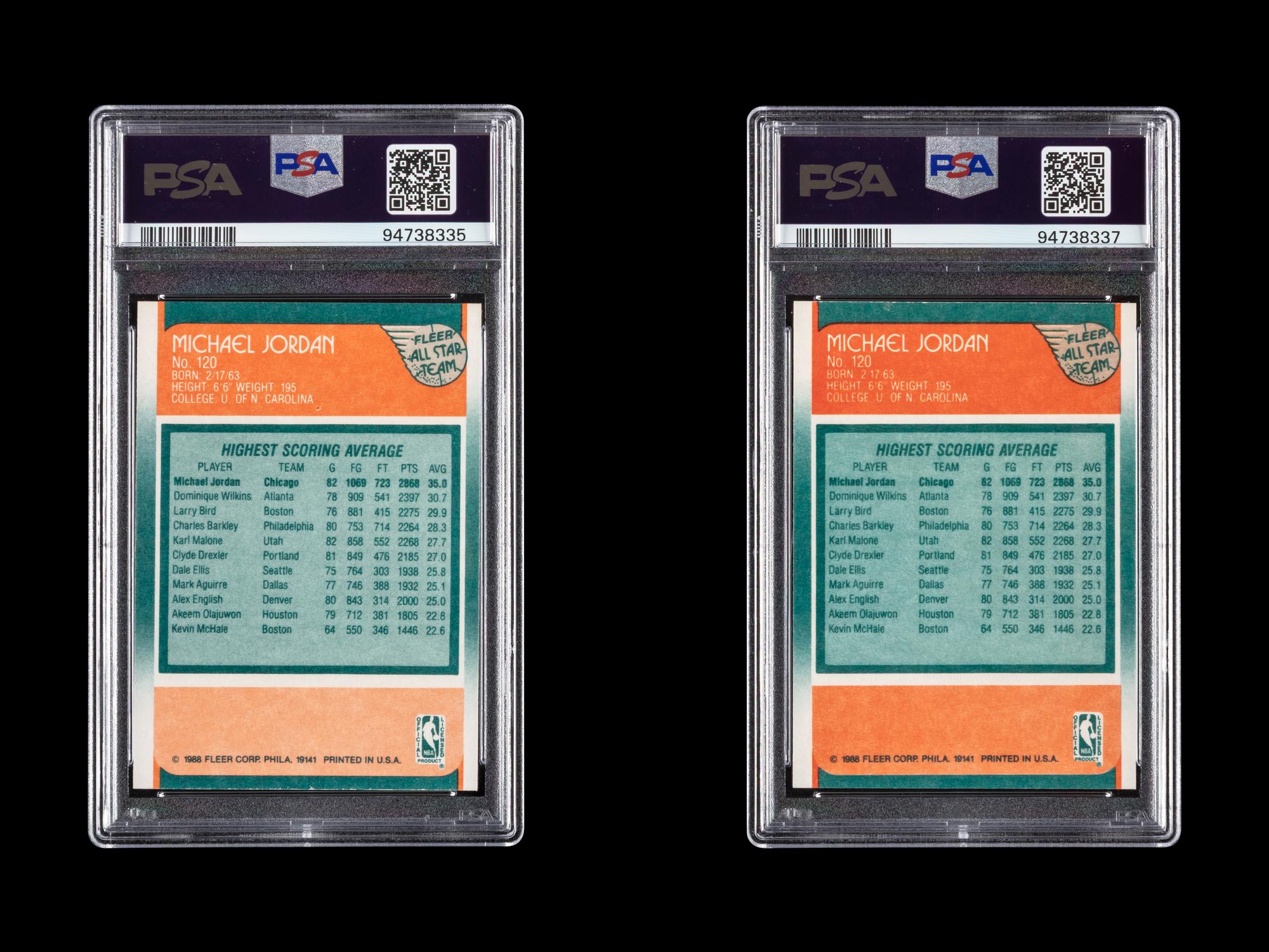 A Collection of PSA Graded 1988 Fleer Michael Jordan All Star Basketball Cards No. 120 (PSA 8 NM-MT)